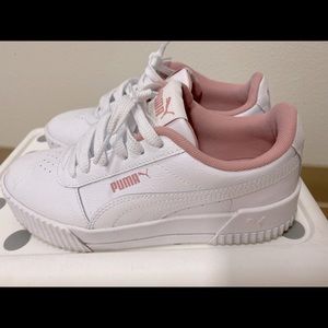 Puma pink and white low top